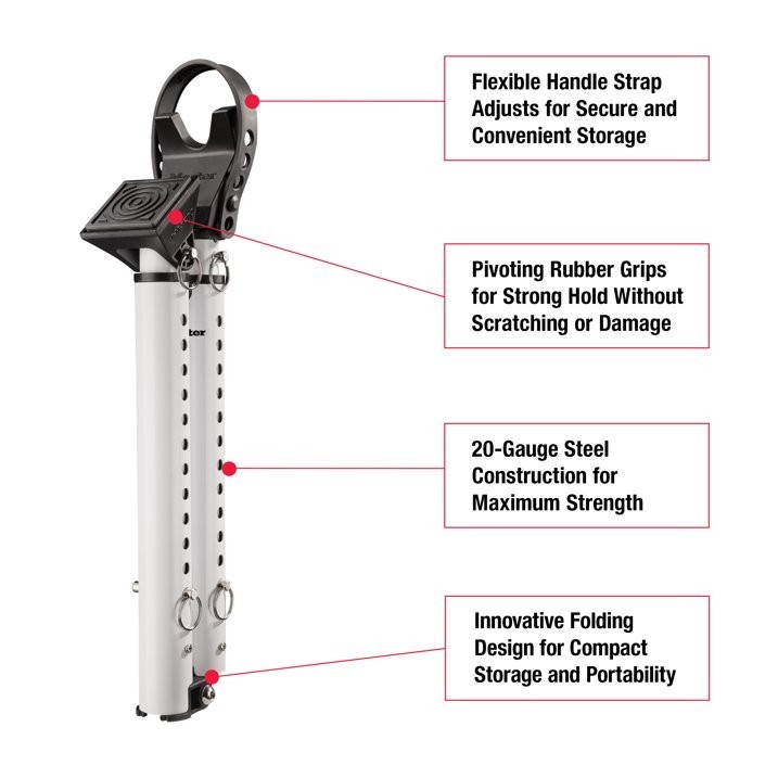 Master Lock Folding Security Bar, Compact Adjustable Door Stopper for Hinged and