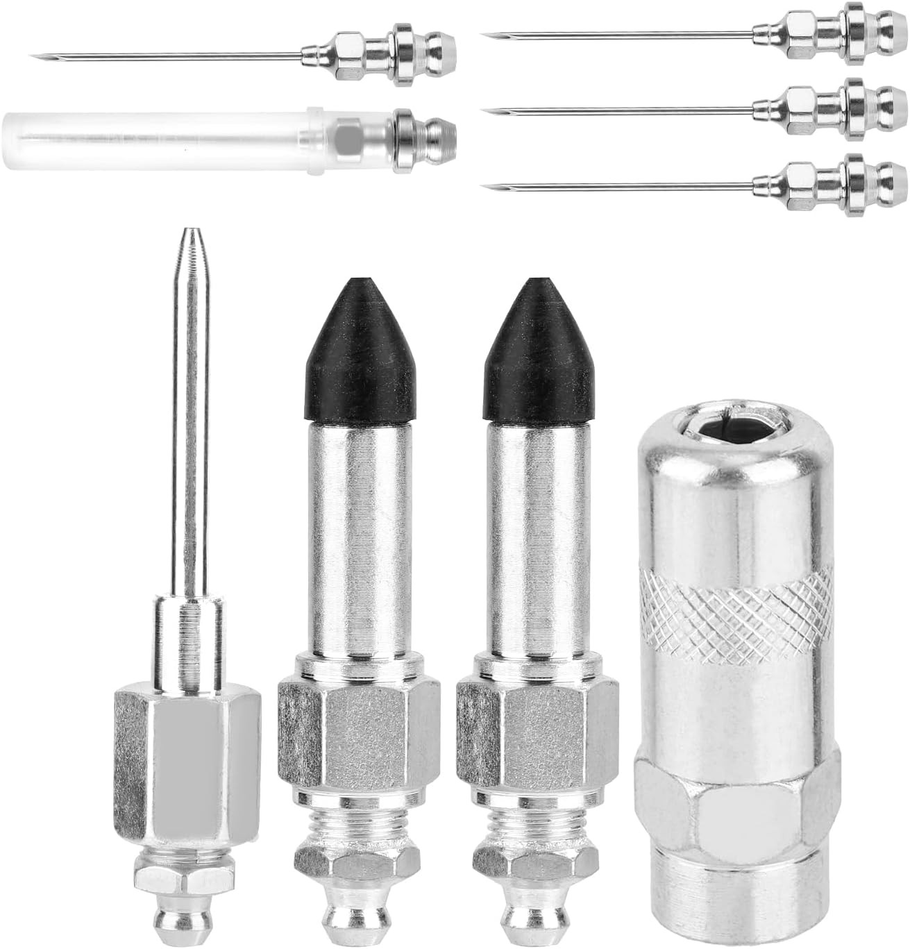 9pcs Grease Gun Needle Nozzle Kit, Detachable Grease Gun Injector Needle Dispens