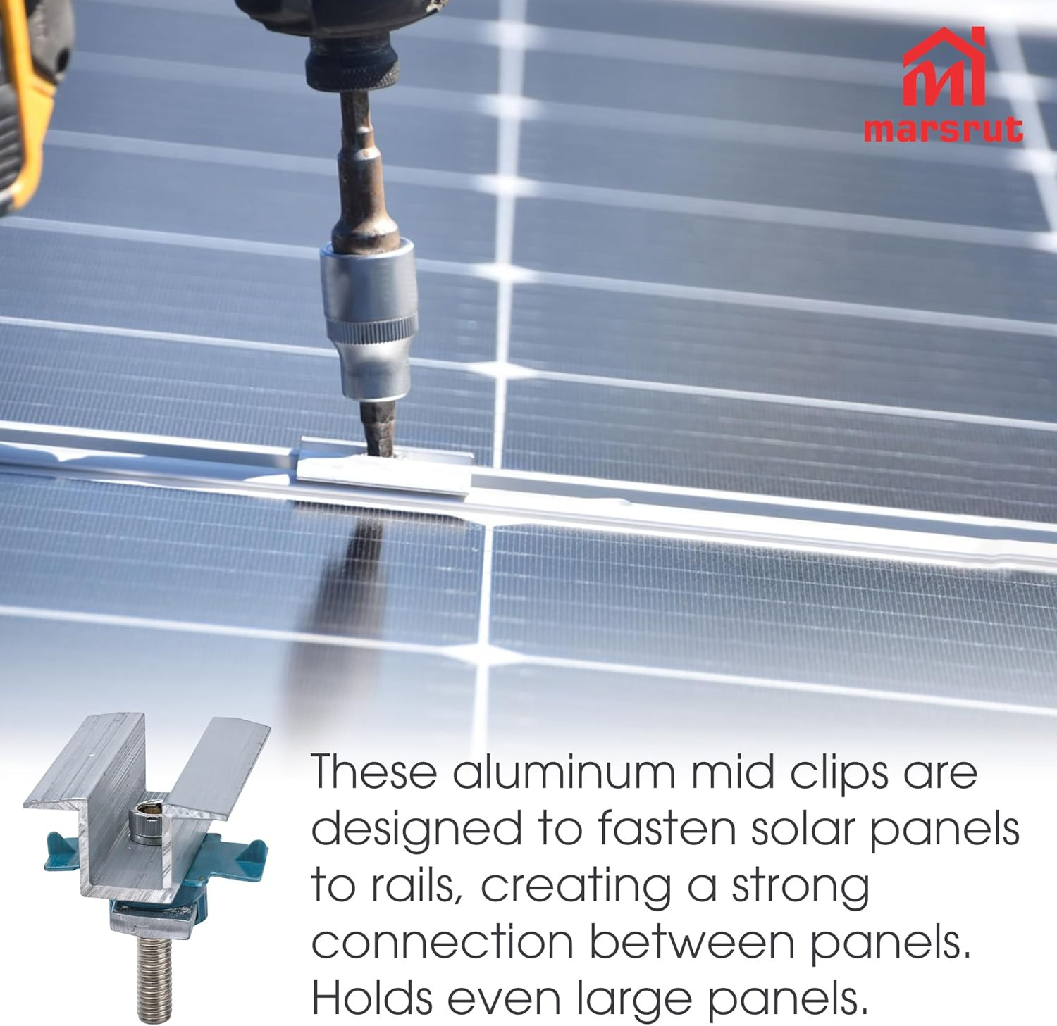 10Pcs Solar Panel Clamps for Unistrut System, Mounting Clamp Bracket, Adjustable