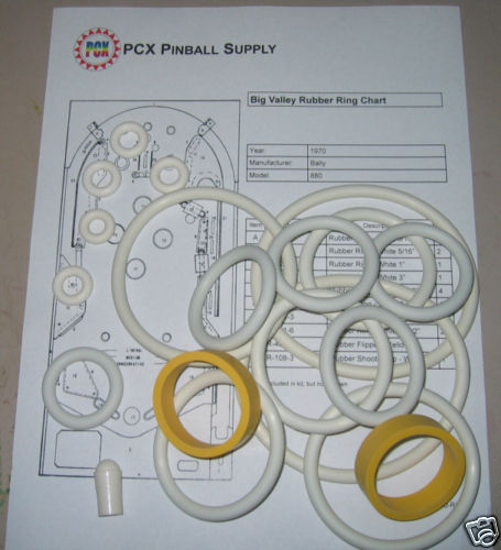 1970 Bally Big Valley Pinball Machine Rubber Ring Kit