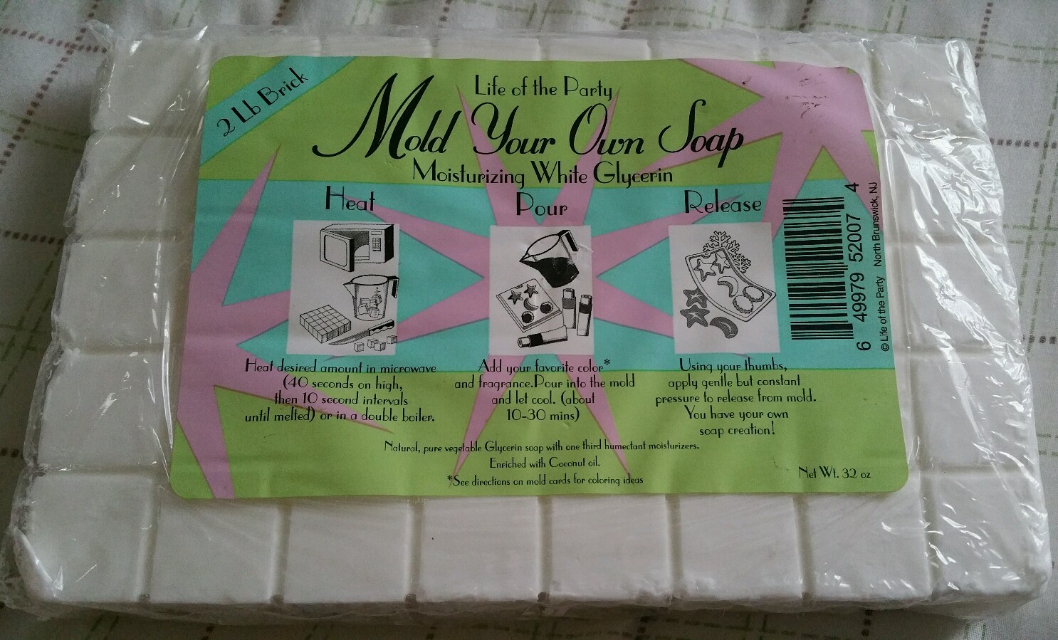 Life Of The Party-Mold Your Own Soap-Moisturizing White Glycerin-2Lb Brick!