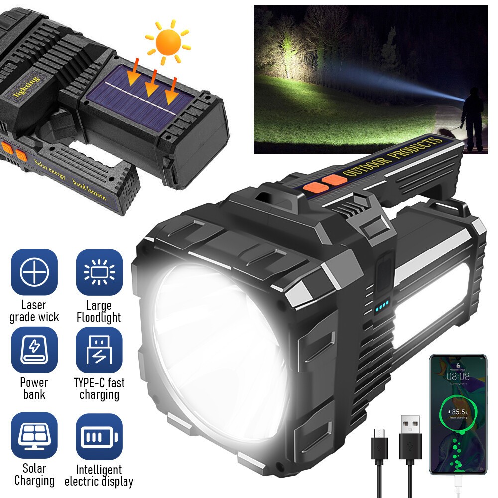 10000000LM Spotlight Rechargeable Flashlight Super Bright Outdoor Handheld Torch