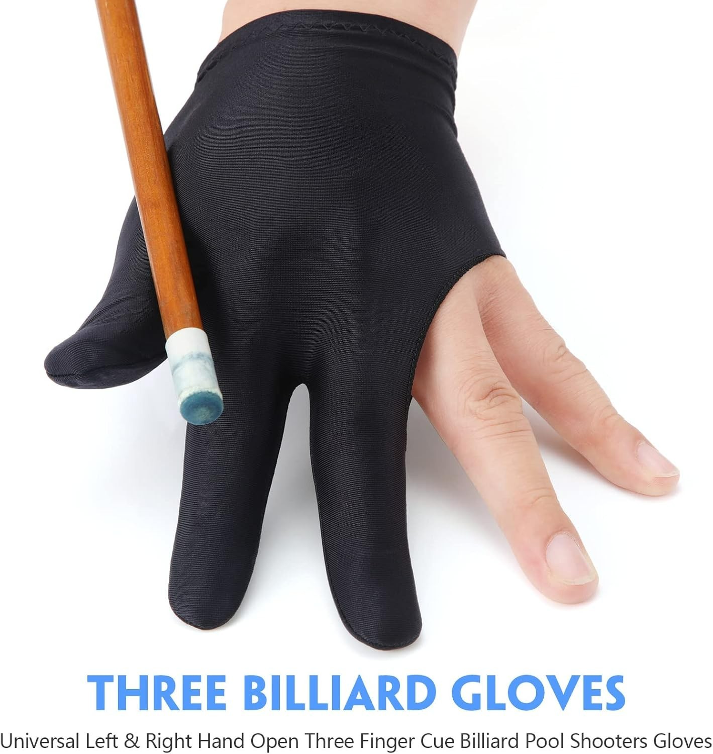 3-Finger Snooker Cue Accessories Carom Pool Billiard Gloves Right/Left Hand, 1pc