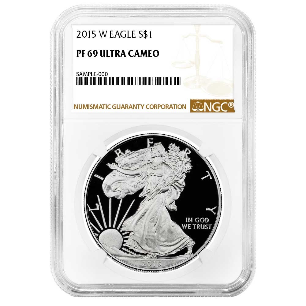 2015-W Proof $1 American Silver Eagle NGC PF69UC Brown Label