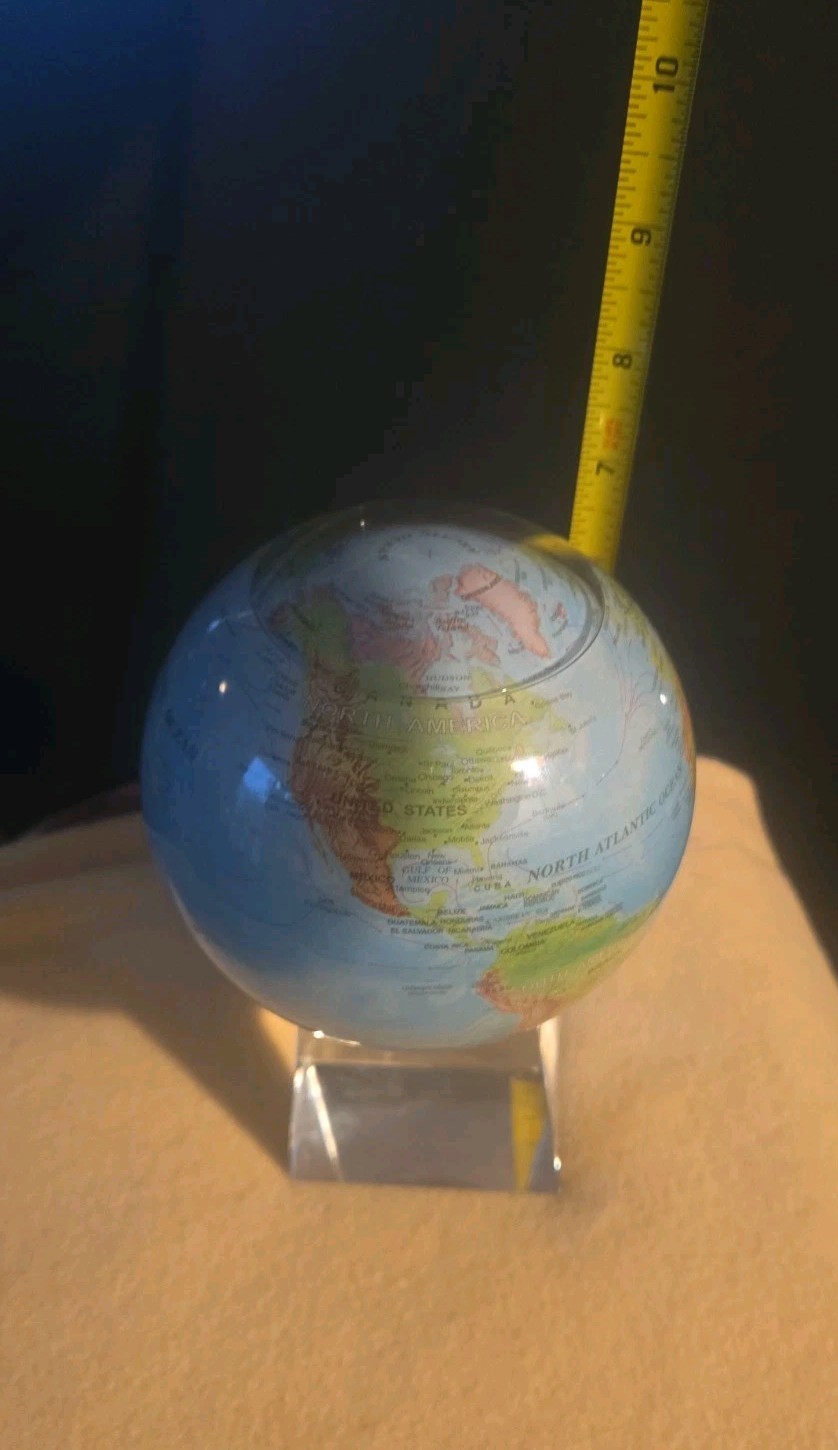 MOVA 4" Ocean Blue Relief Map Rotating Globe with Square Crystal Base