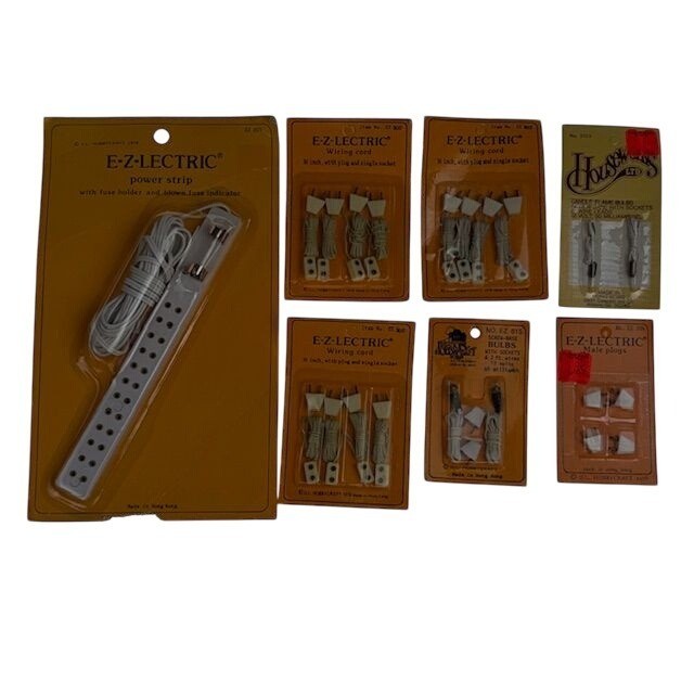 Dollhouse E-Z-Lectric 1978 Vintage Power Strip Wiring Cord Male Plugs Hong Kong