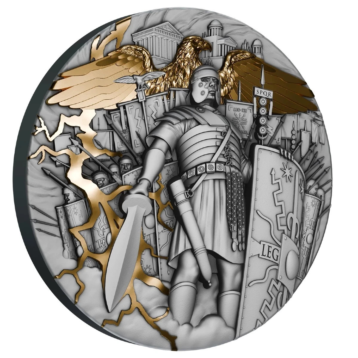 2025 liberia roman legion 2oz silver coin gilded