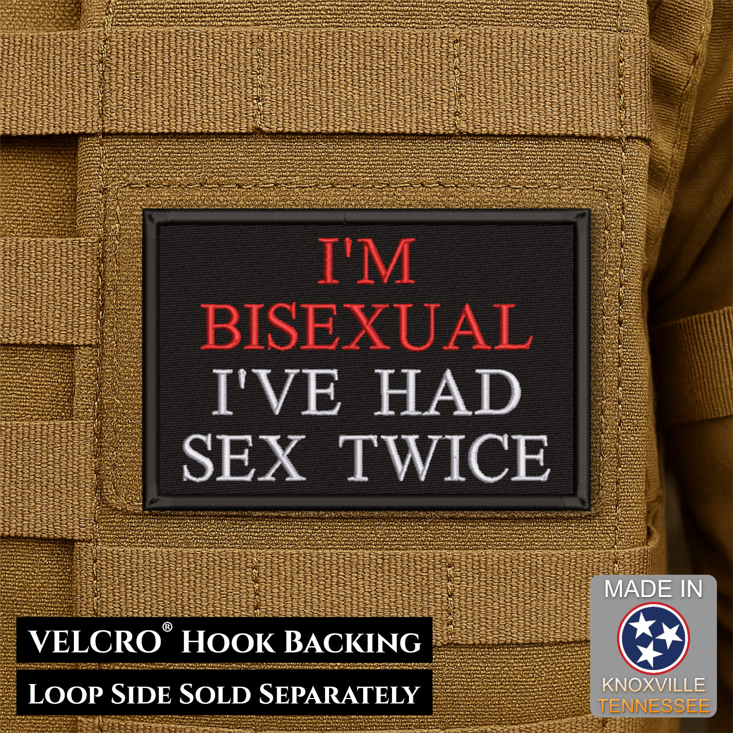 Bisexual, Had Sex Twice Funny Morale Patch, 2x3" | VELCRO® Brand Fastener