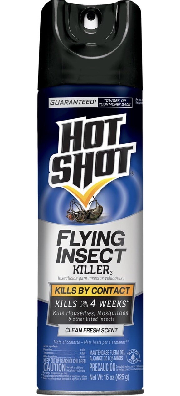 Hot Shot Flying Insect Killer 15 Ounces, Aerosol, Clean Fresh Scent (Pack of 6)