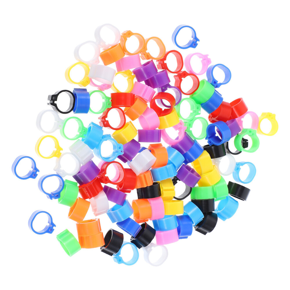 100PCS Pigeon Foot Rings Mixed Color Plastic Leg Bands for Bird Management