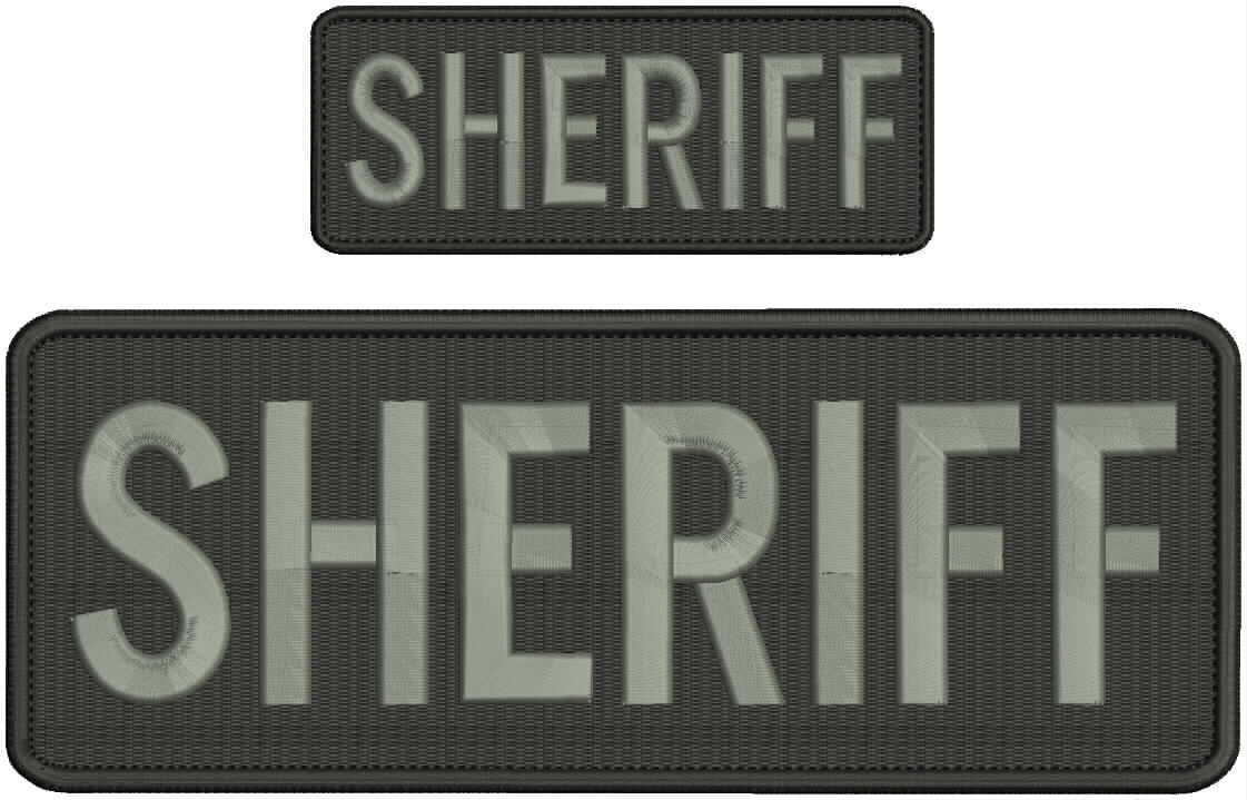 Sheriff embroidery patches 4x10 and 2x4 hook on back grey letters