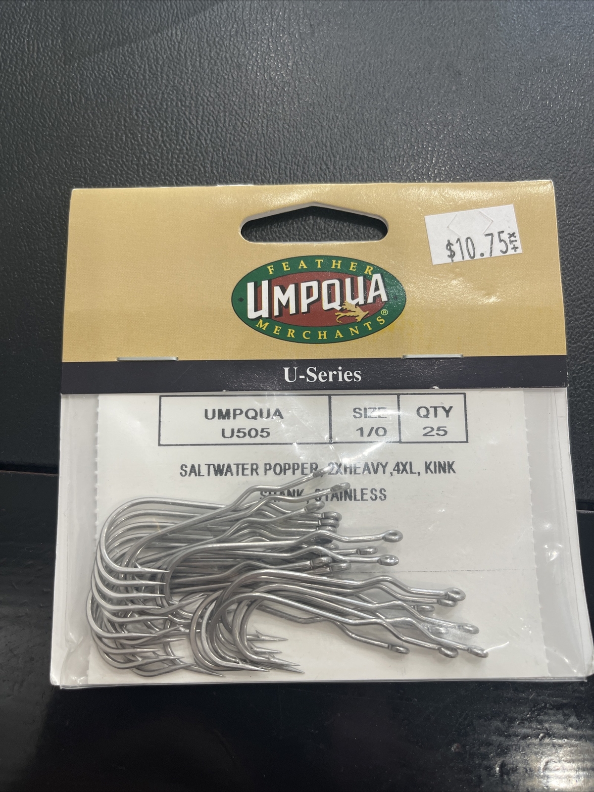 Umpqua U-Series Specialty Hooks U505 Size 1/0 Qty 25 Saltwater Popper Kink Shank