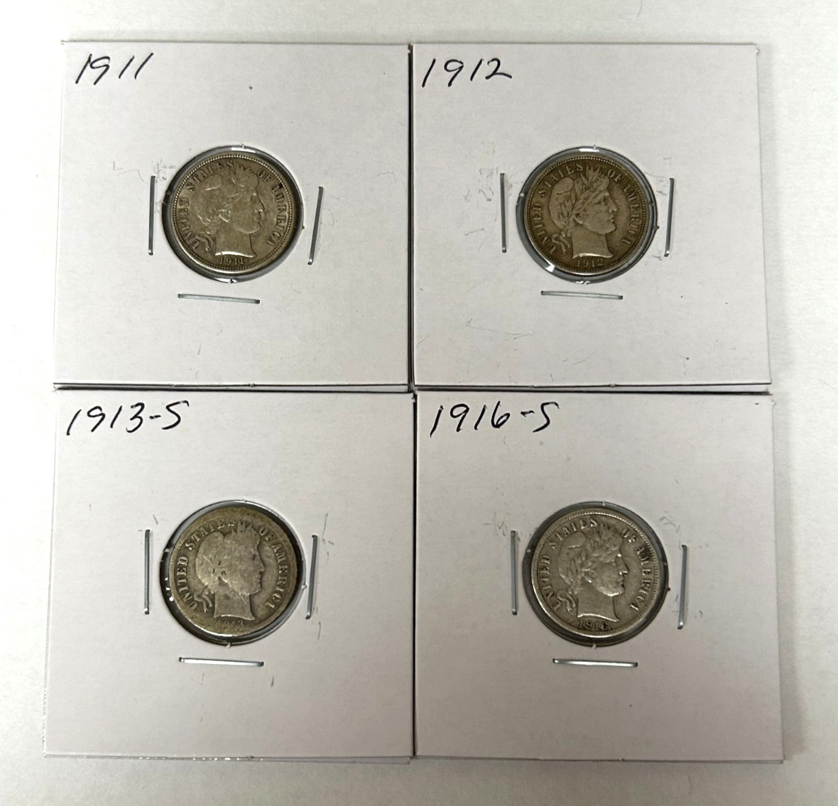 4 Coin Lot - Mixed Dates & Conditions - Barber Dimes - Better or Higher Gr.