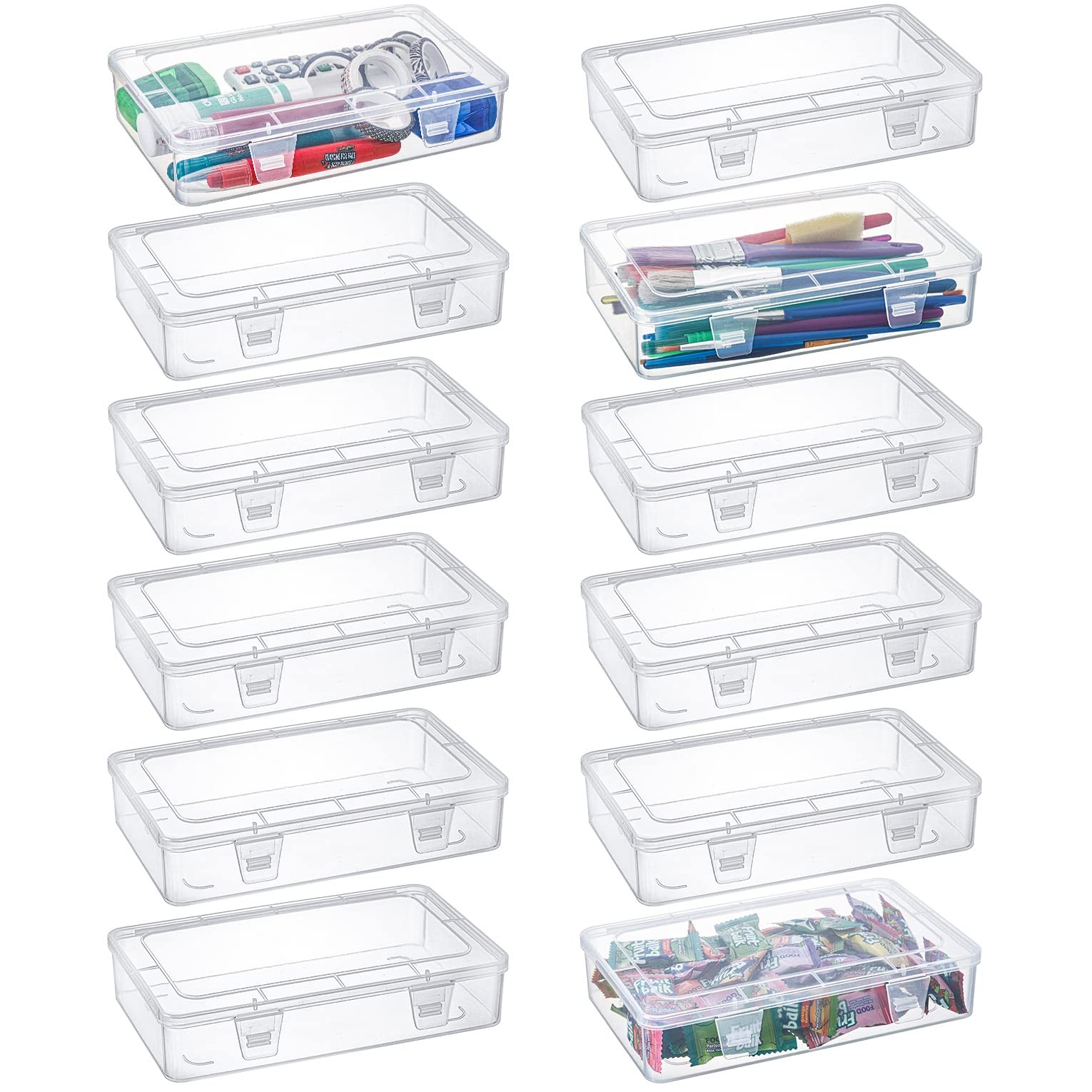 Kingrol 12~Pack Clear Plastic Storage Containers with Lids, Stackable