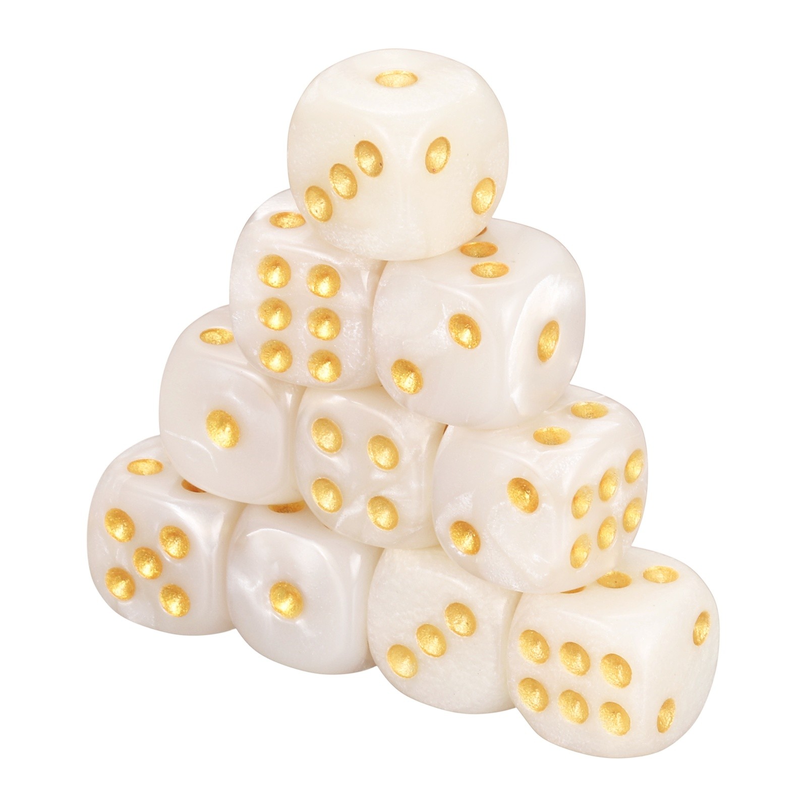 24Pcs Polyhedral Dice 12mm Pearl Pattern Square Dice, White