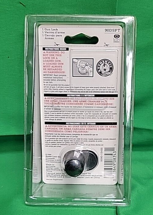 Master Lock 90DSPT Keyed Gun Trigger Lock, 1 Pack Gun Lock With 2 Keys NEW