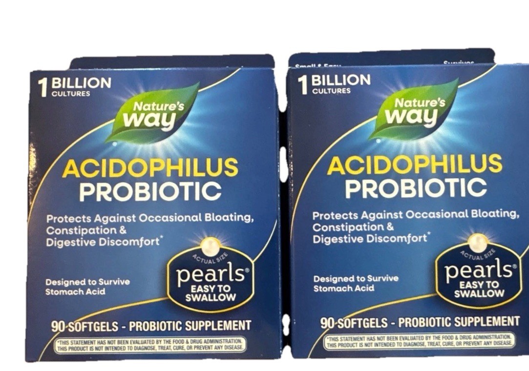 2x Nature's Way Probiotic Pearls Acidophilus, Digestive and 90 Count exp 06/2026