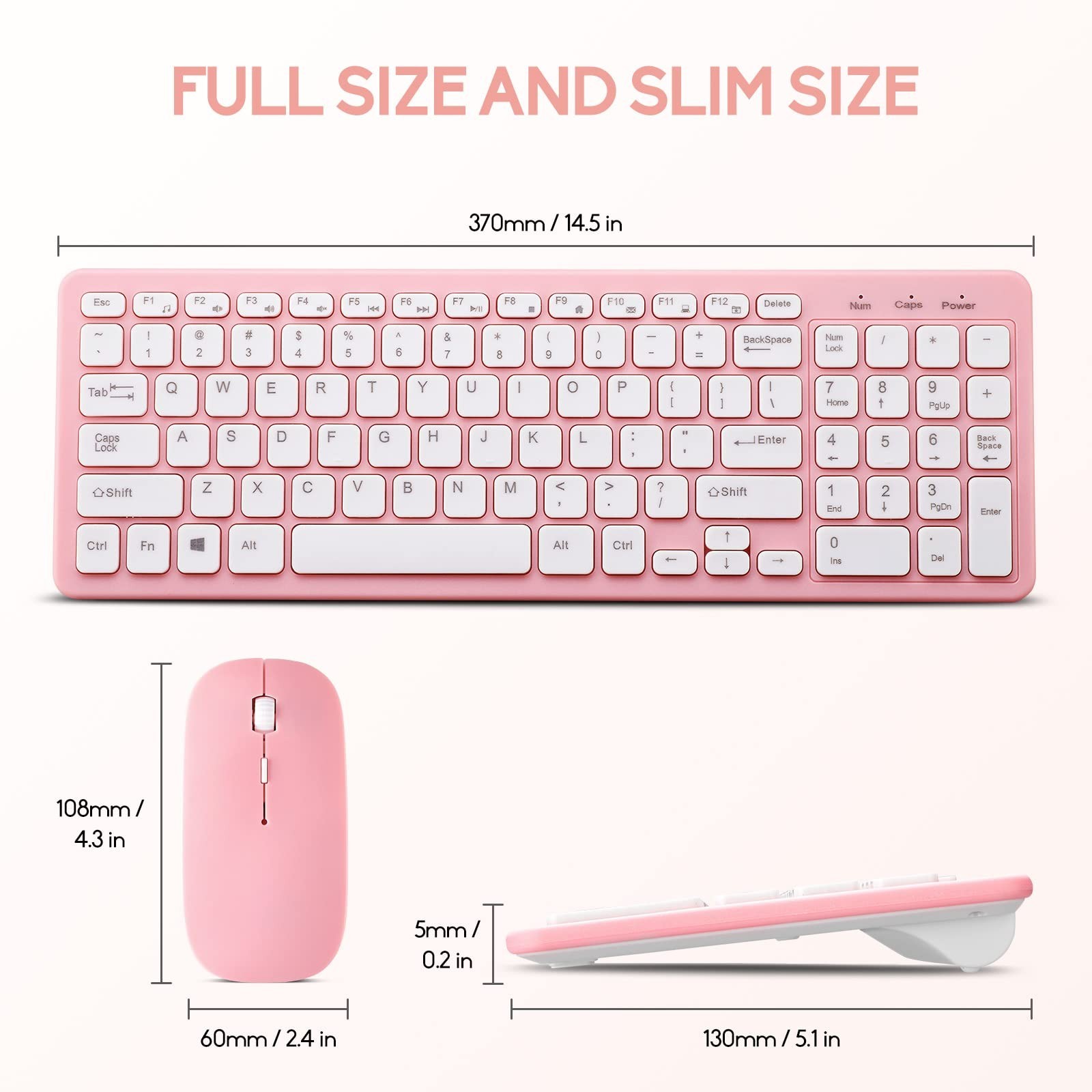 Wireless Keyboard and Mouse Combo, Compact Quiet Wireless Keyboard and Mouse ...