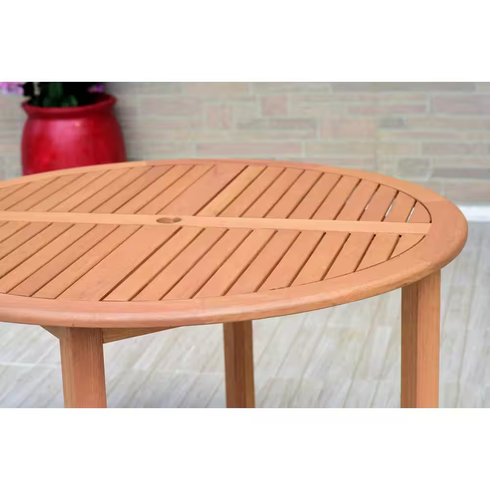 Seward round Teak Finish Outdoor Dining Table