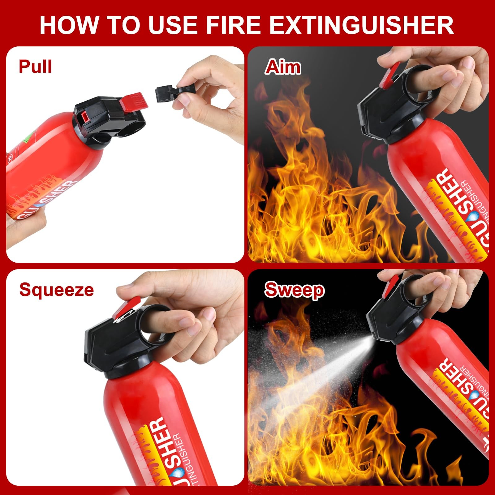 Lirches 6 Pack Water-Based Fire Extinguishers Class A B C K Wall Mount MSWJ625