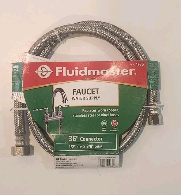 FLUIDMASTER 36" Connector for Faucet Water Supply (1/2" F.I.P. x 3/8" Comp) 1F36