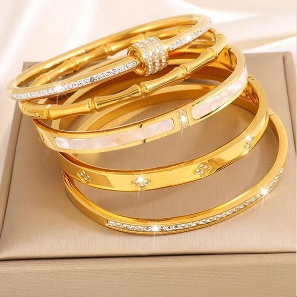 5PCS Gold Bangle for Women Bracelet DailyClothing Decor Trendy Exquisite Jewelry