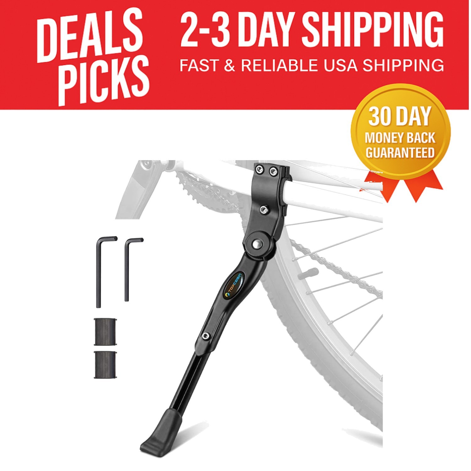 Universal Kickstand for 22-28 Inch Bikes - Adjustable Length & Rust-Resistant