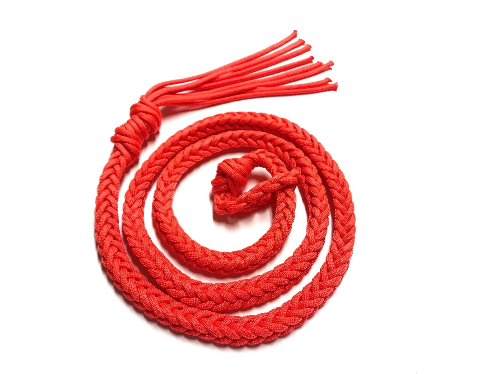 orange Paracord over and under braided whip
