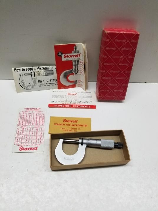 Starrett No. V230MRL metric outside micrometer - 0 to 25mm -Made in the USA MINT