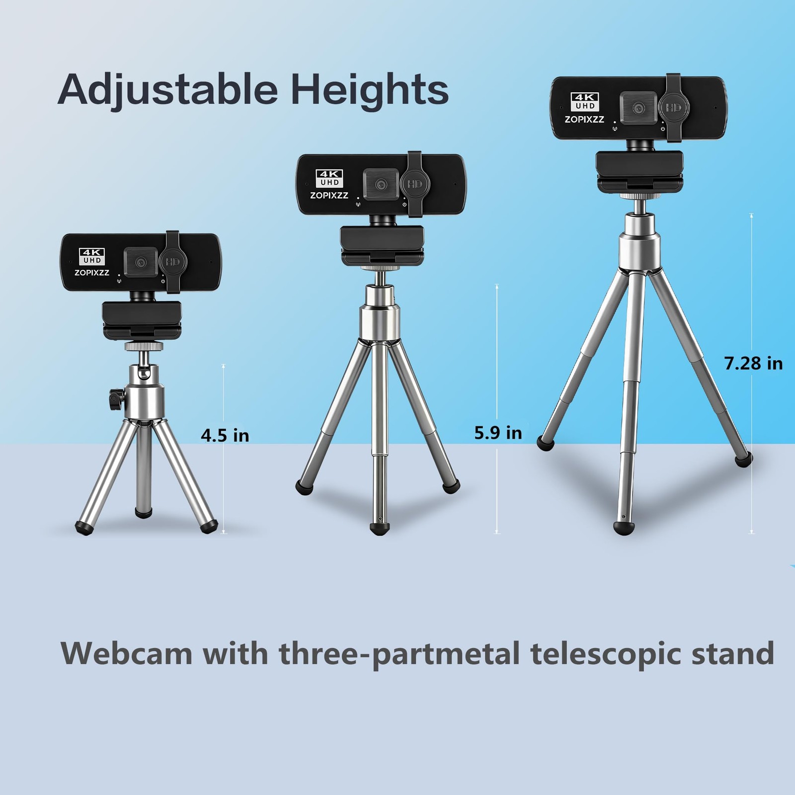 4K Webcam with Tripod, PC Ultra HD Web Camera with Microphone, PDAF Autofocus...