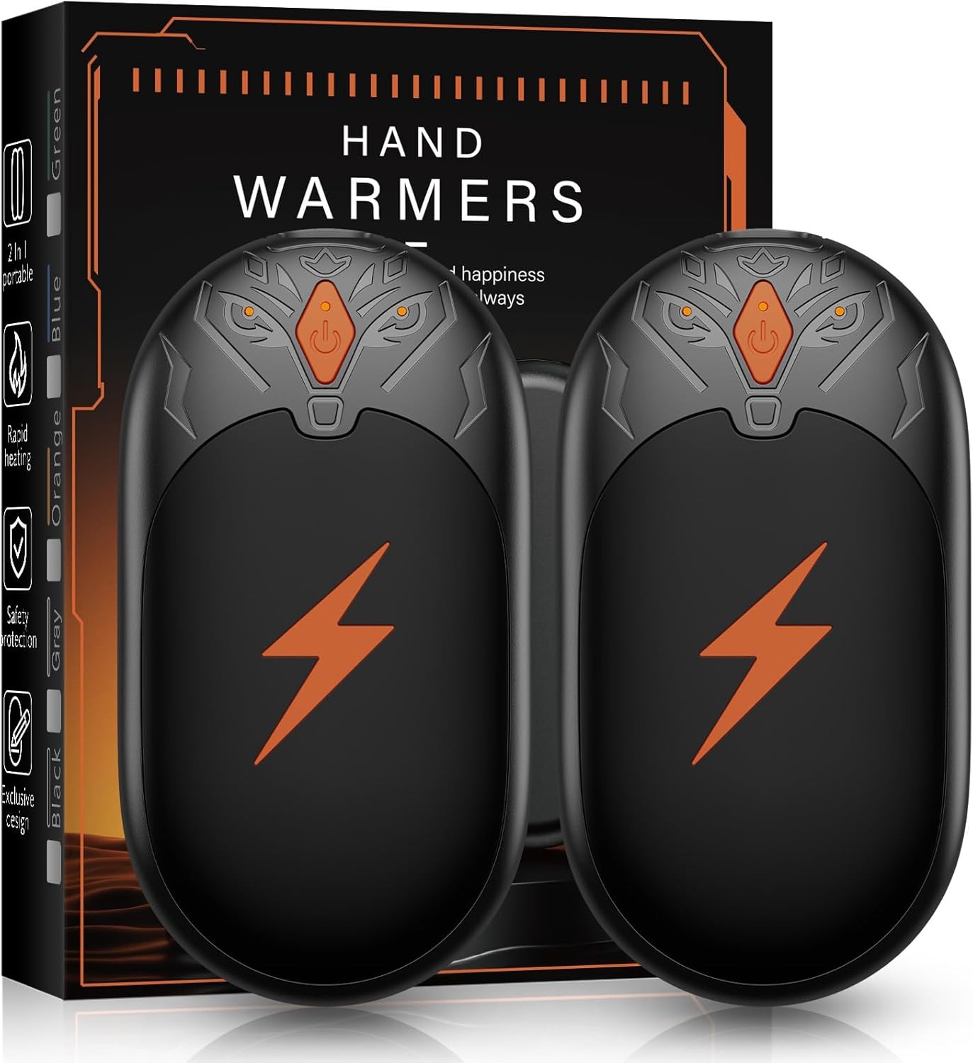 Hand Warmers Rechargeable 2 Pack, Electric Hand Warmer Up to 24Hrs, Wolf-Shape,