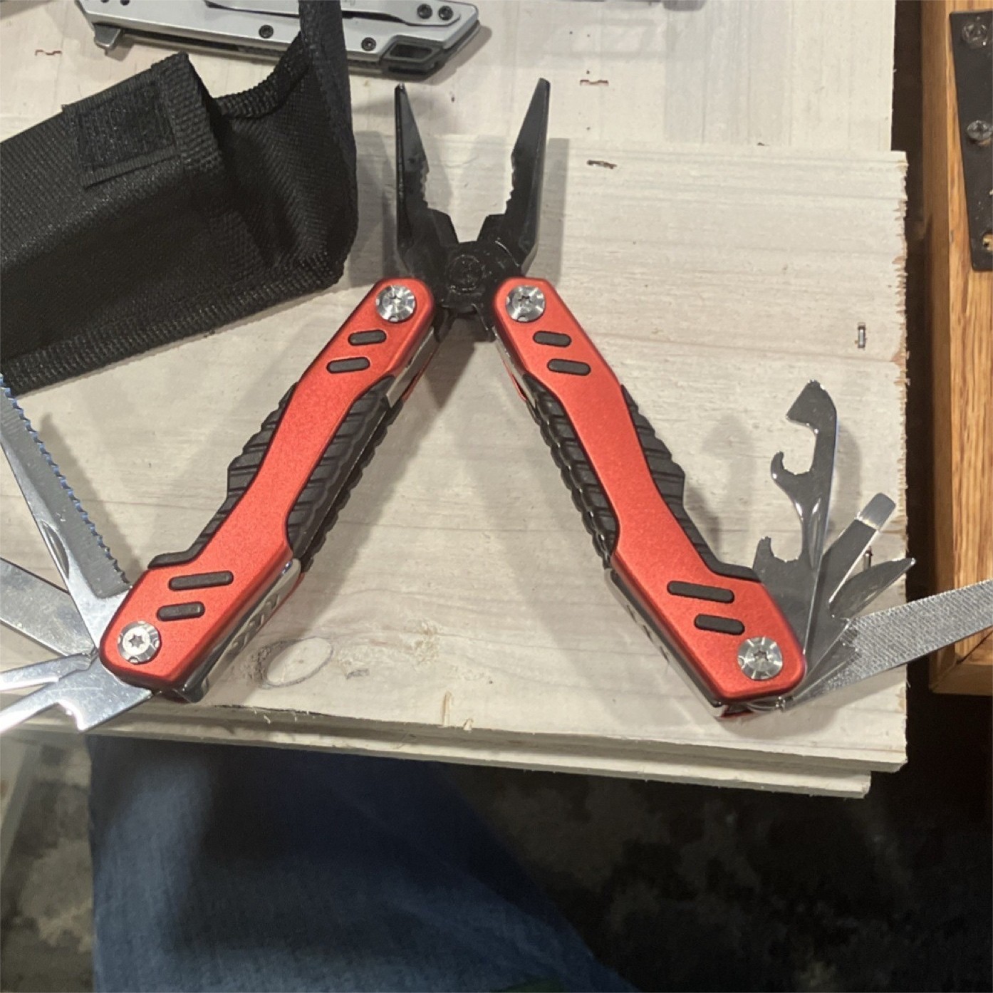KVD Red Folding Multi-Tool with Pliers, Knife, Saw, File, Sheath