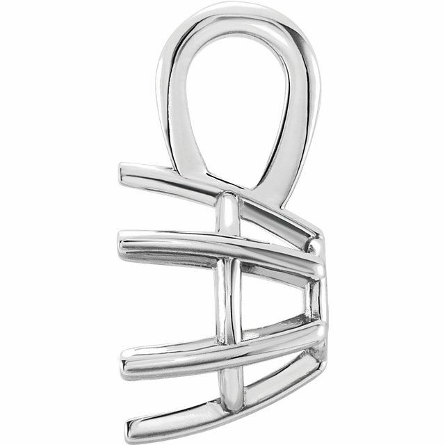14K Gold Round Cut Solitaire Pendant Setting - Basket Style 6 Prong Pendant Moun