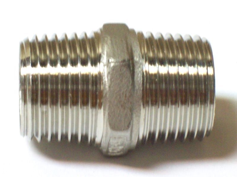 2" Male NPT x 2" Male NPT Hex Nipple 316 Stainless Steel HN209001316