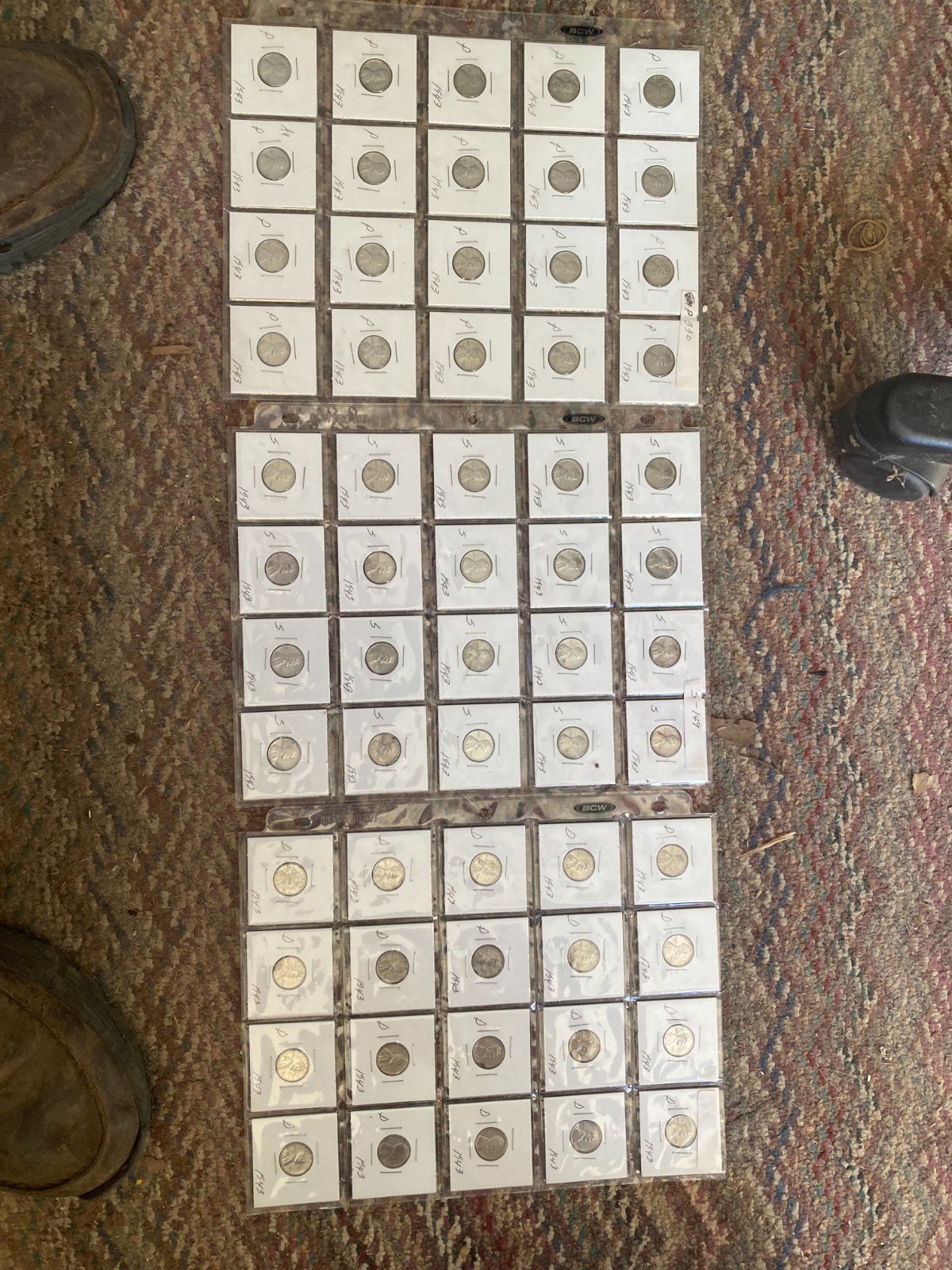 Steel Penny's 1943 (P,D,S) 20 each--60 total in flips and folders
