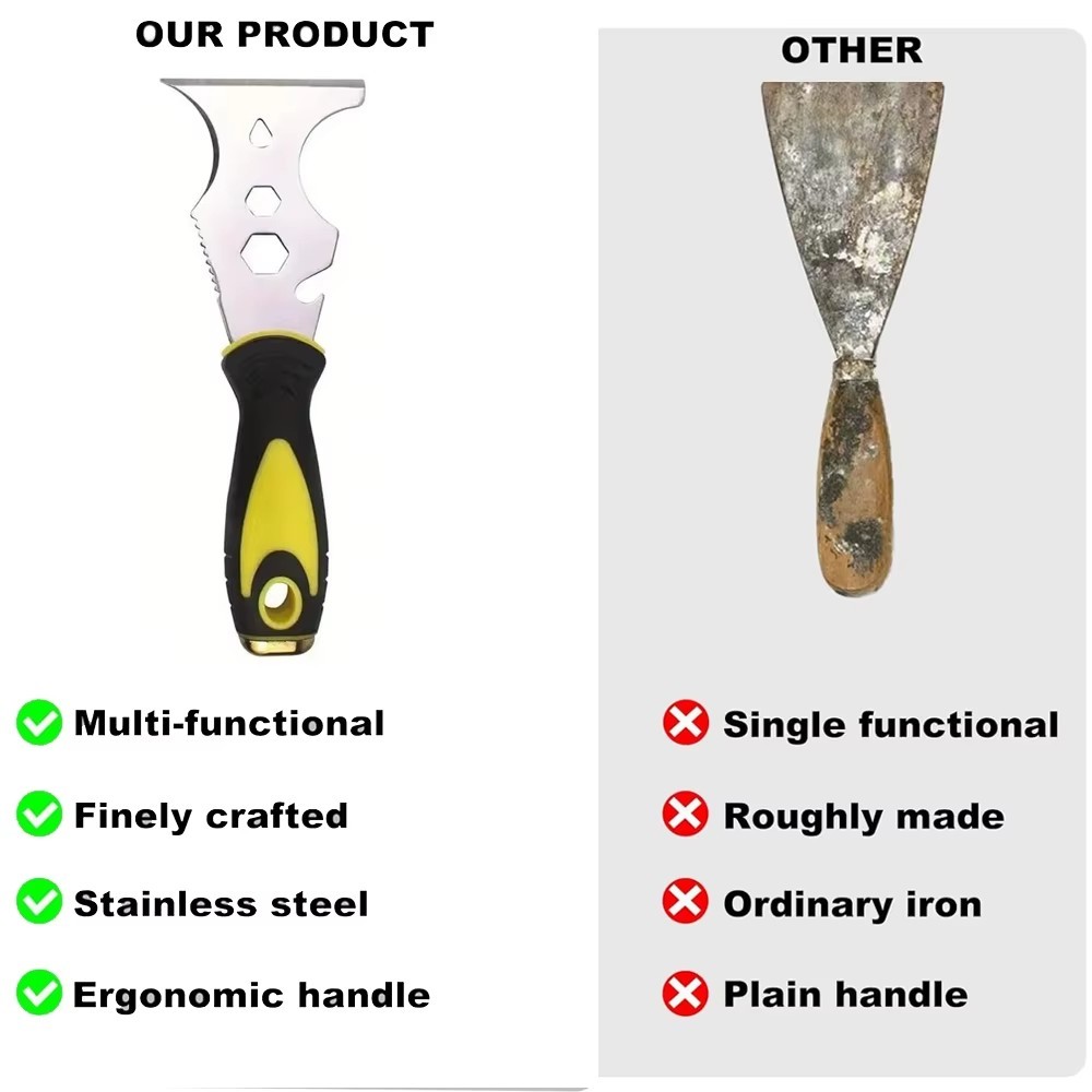12-In-1 Paint Scraper Tool,Multi-Use Tough Scraper,Paint Scrapers for Wood,Putty