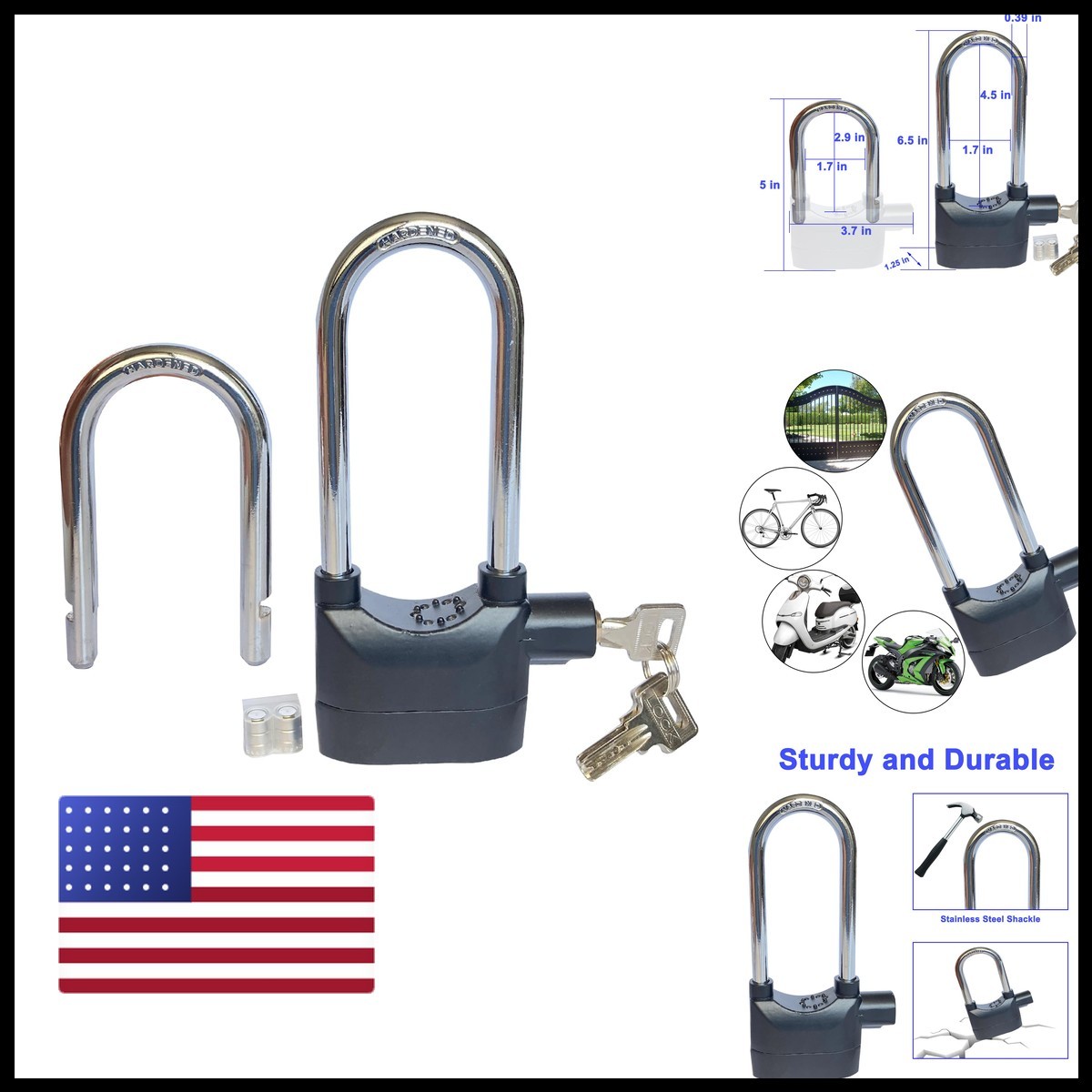 Lianshi Long Cross-Beam Alarm Lock 110Dba Universal Security Alarm Lock System
