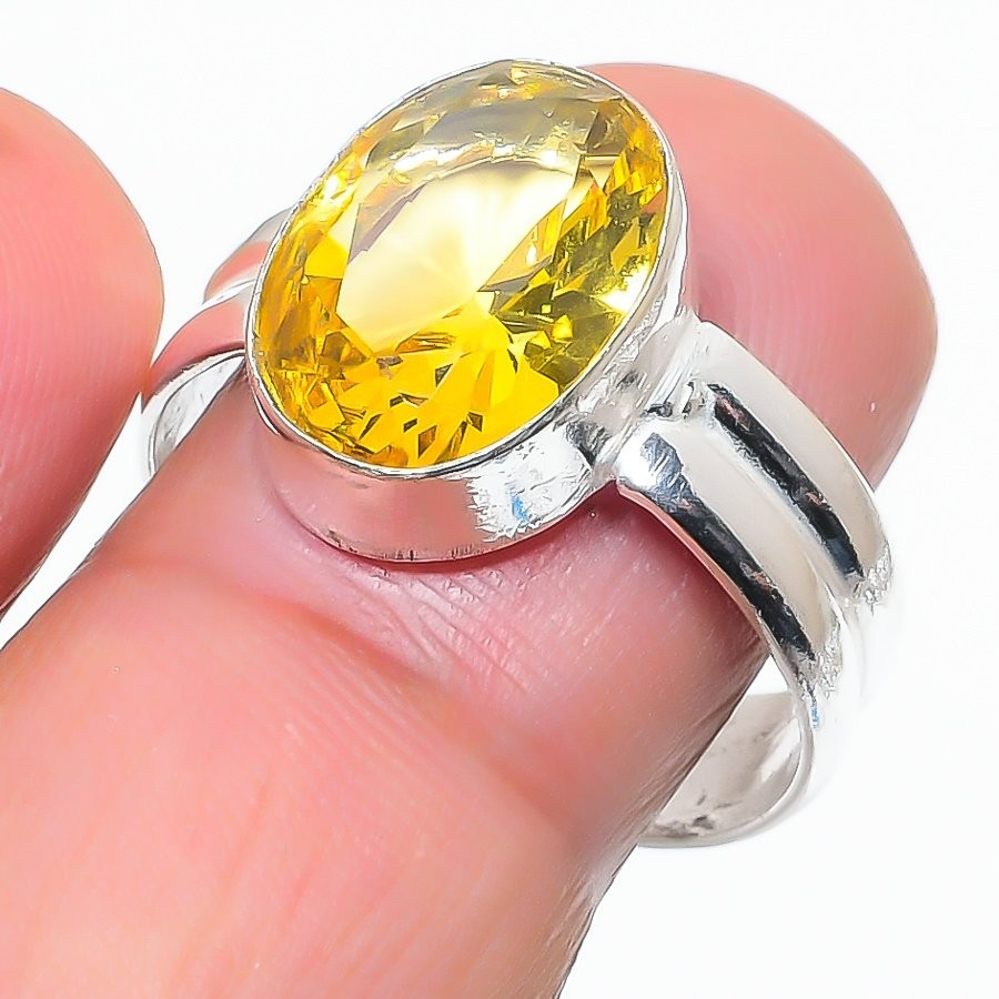 Yellow Citrine Gemstone Handmade 925 Sterling Silver All Size Ring For Gift