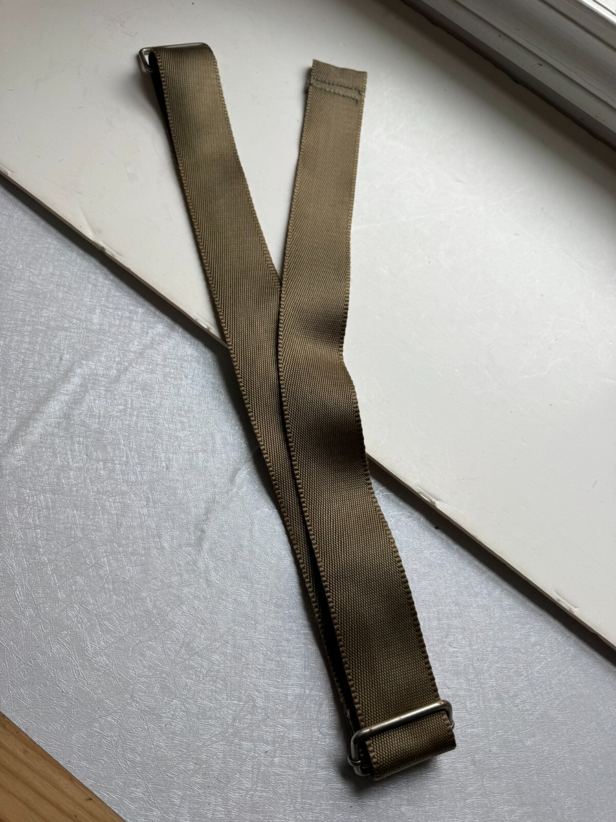 Vintage Nylon Web Oliver Green Strap w/ Tri-glade Slide Buckle 56"L x1.75"W