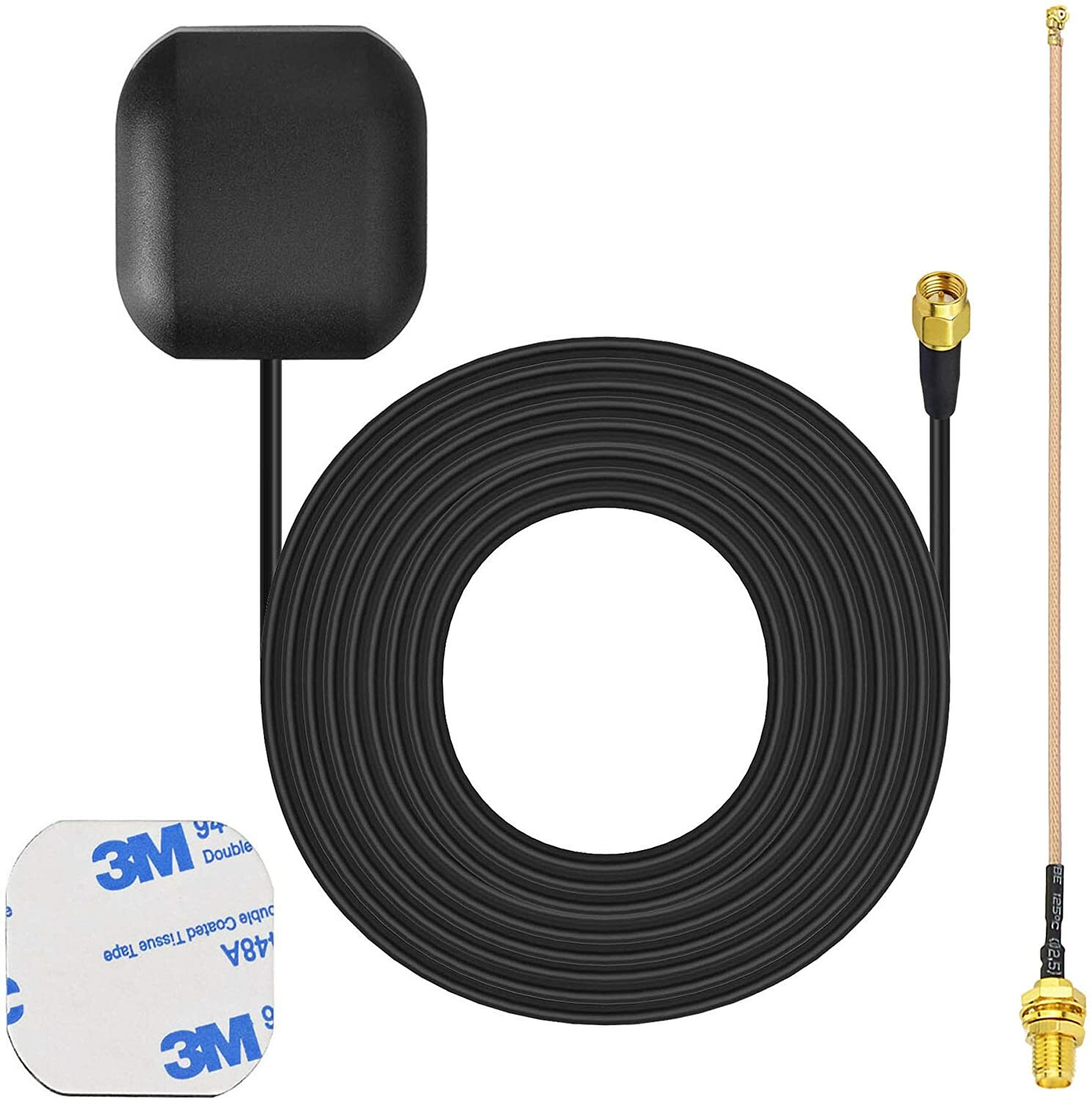 GPS Active Navigation Antenna Adhesive Mount & U.FL to SMA Female Cable RG178 6"