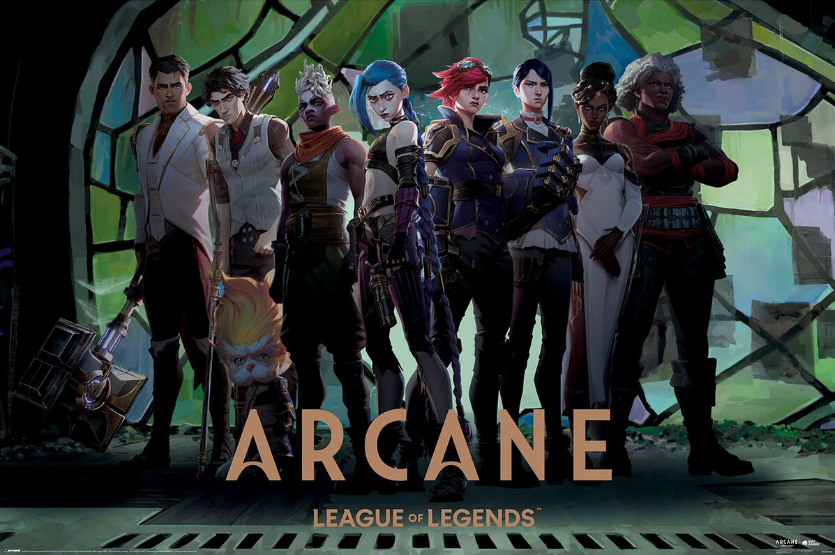 Arcane - League Of Legends - Manga Anime TV Poster (Characters In Zaun Arcade)
