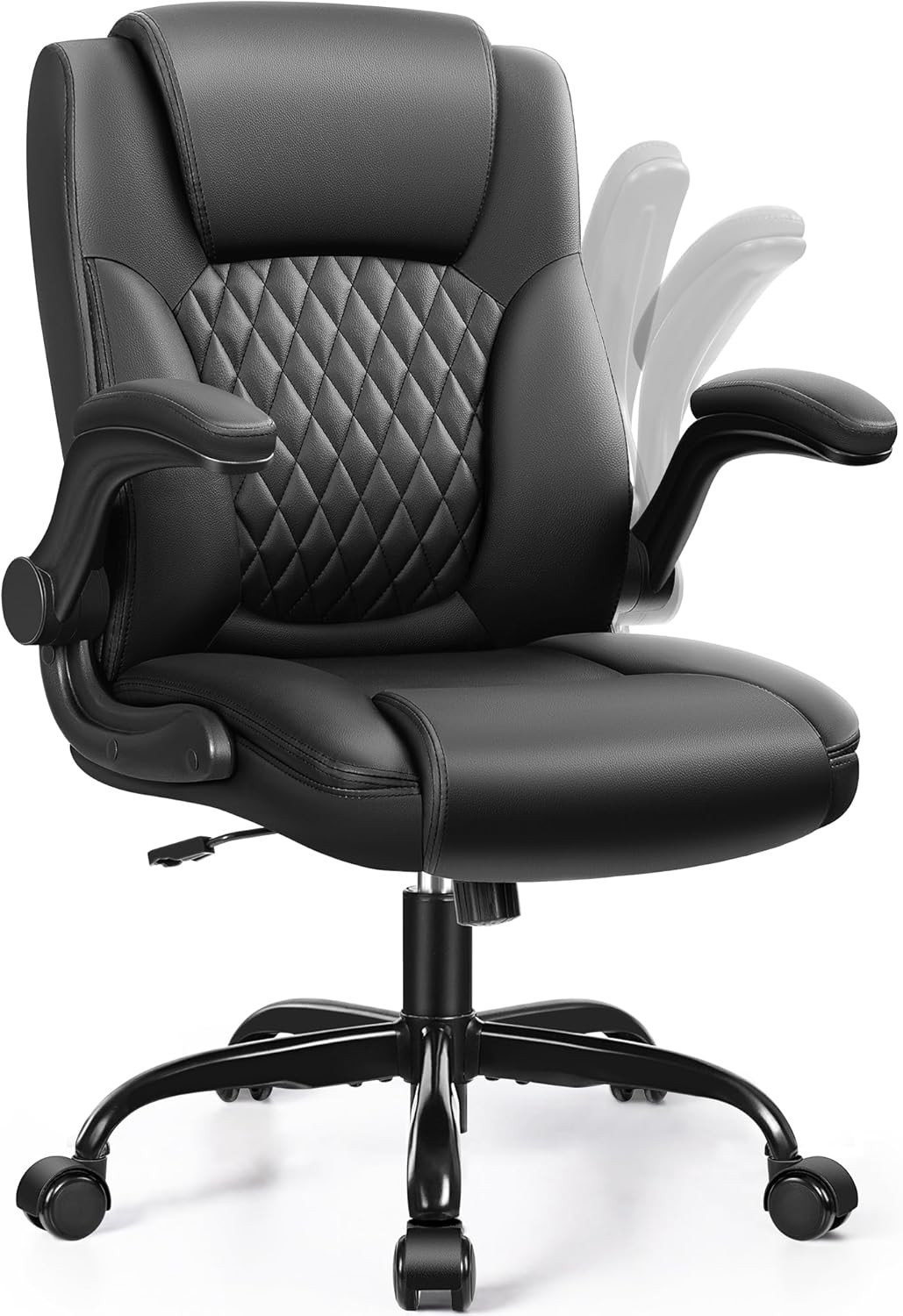Leather Office Chair, PU Home Computer Desk Chairs with Ergonomic Back Support,