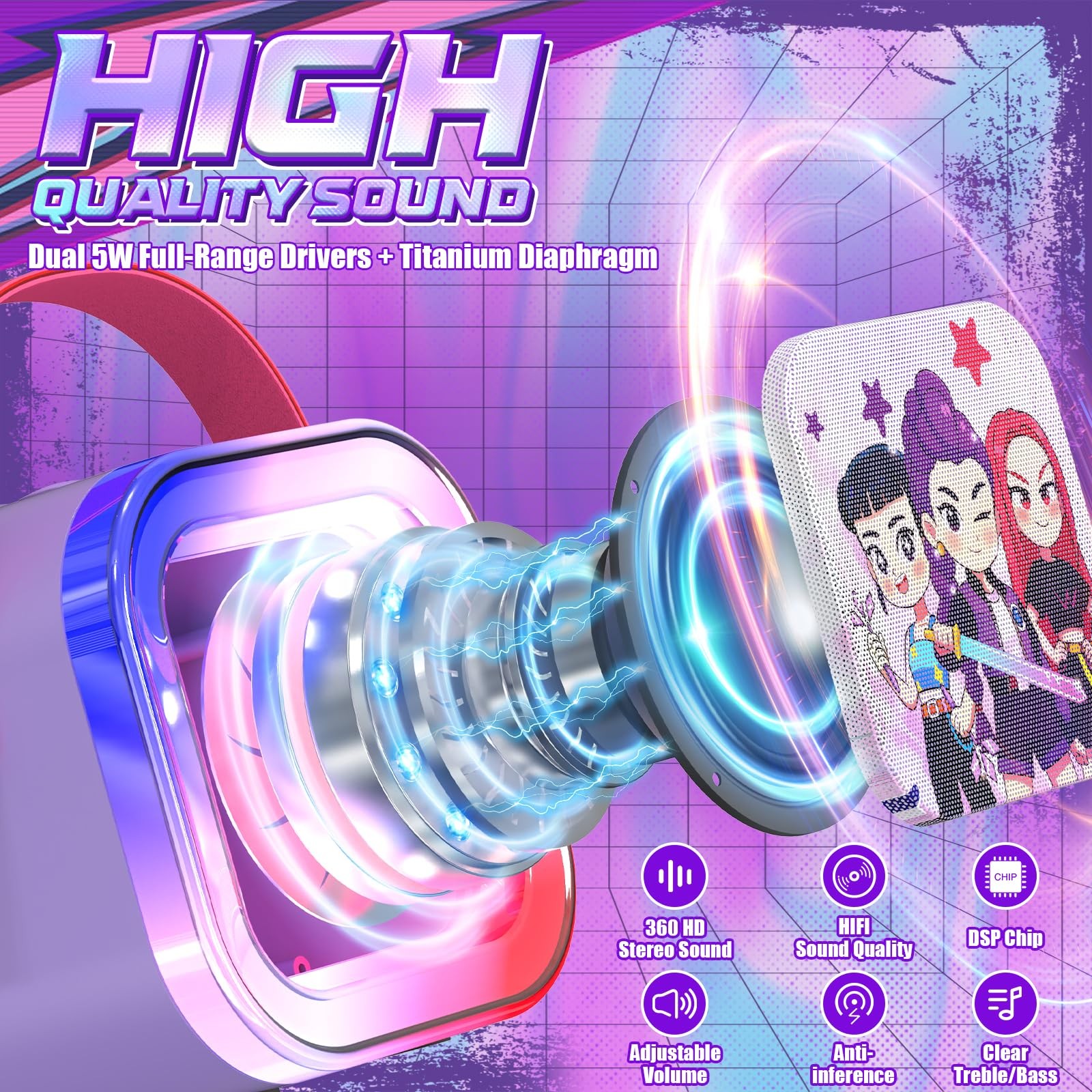 Mini Karaoke Machine for Kids,5 Voice Effects - Portable Bluetooth Speaker wi...