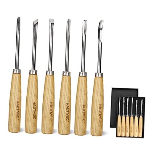 Wood Carving Tools, 6-Piece Wood Chisel Sets, CRV Steel Blades with Rust