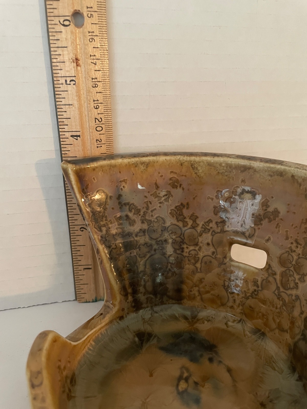 Herb Stripper Pottery Bowl Studio Pottery Wave Shape Glazed Marbled Kitchen Tool