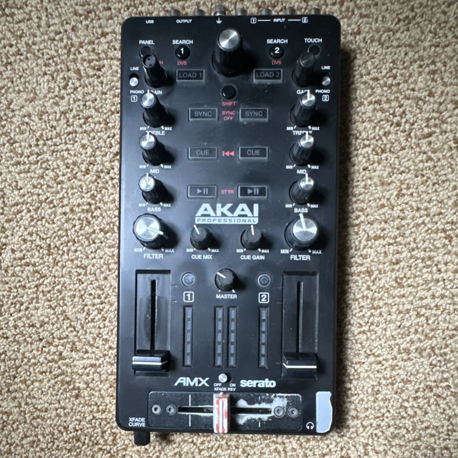 Akai AMX DJ Mixer Serato Compatible, Replaceable Crossfader, 3-Band EQ, Black