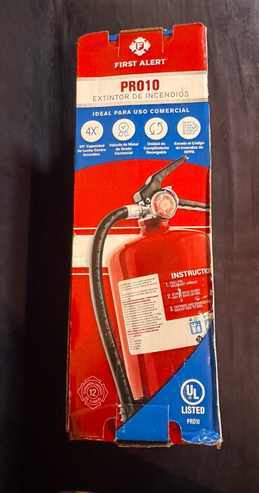 First Alert PRO10 Rechargeable Fire Extinguisher, UL 4-A:60-B, Red