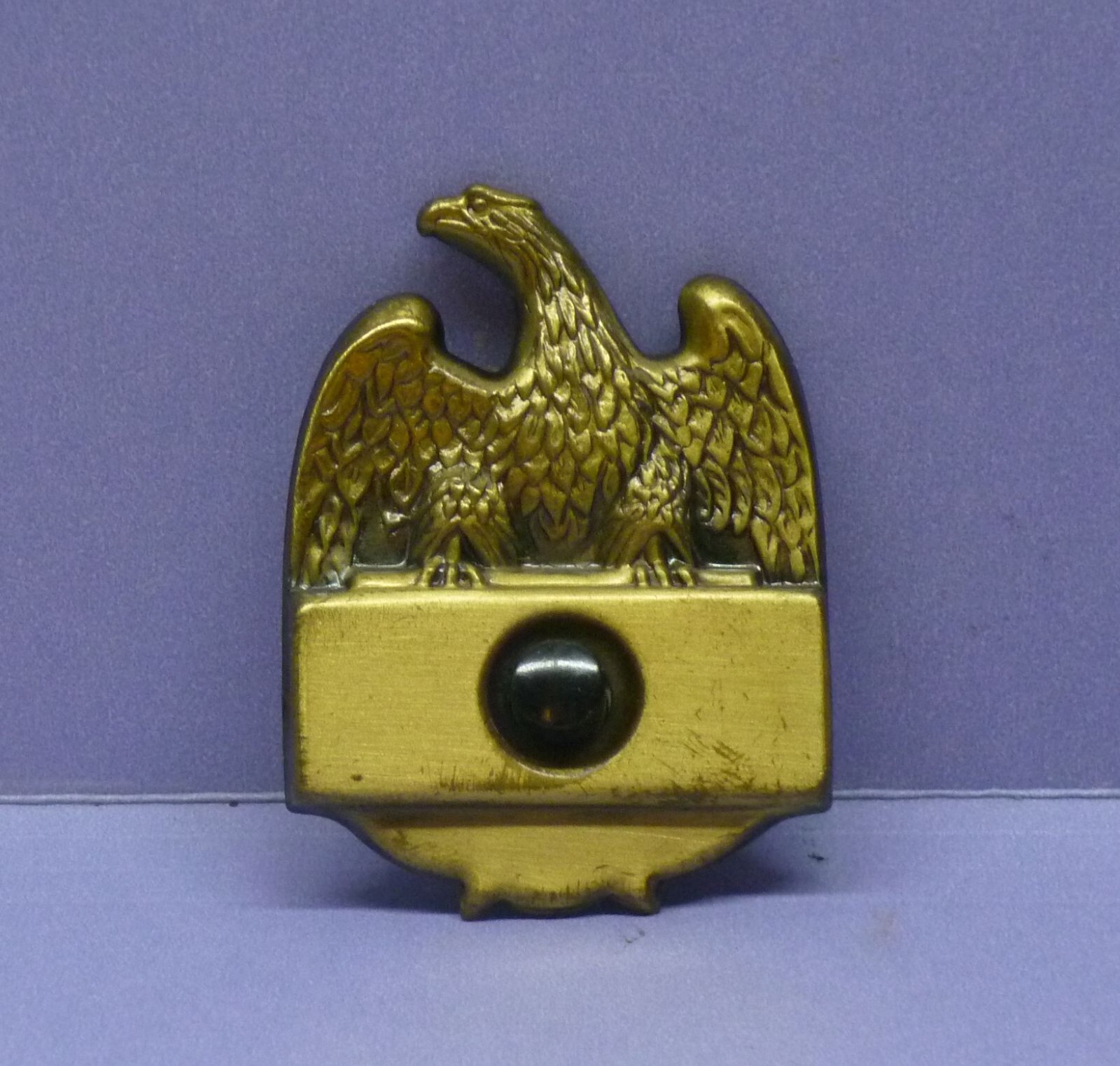 ✅ Vintage Edwards Brass Doorbell Push Button, Eagle Design, Screw-less Front USA