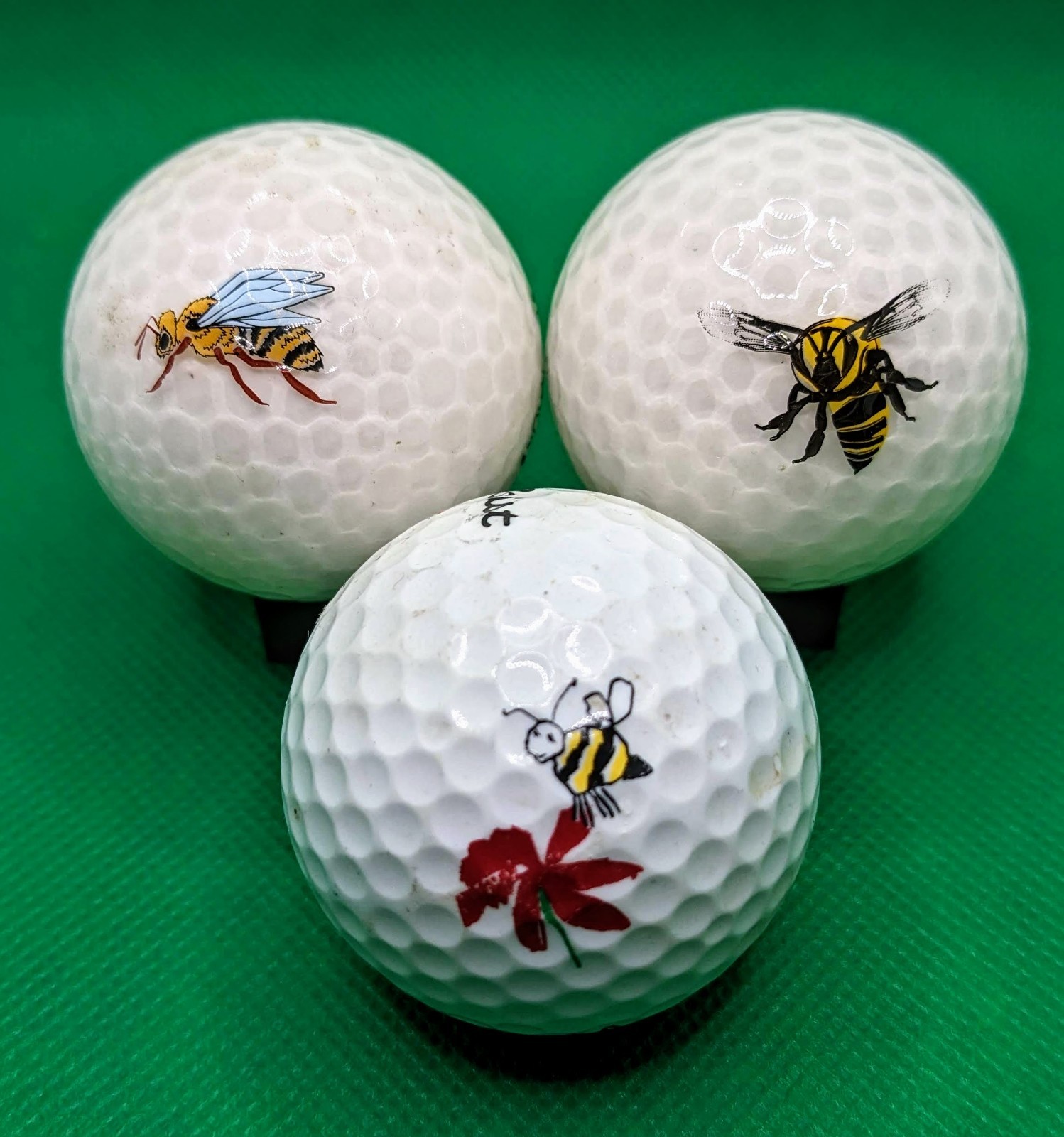 3 Different Bee - Wasp - Hornet logo golf balls - FREE SHIPPING