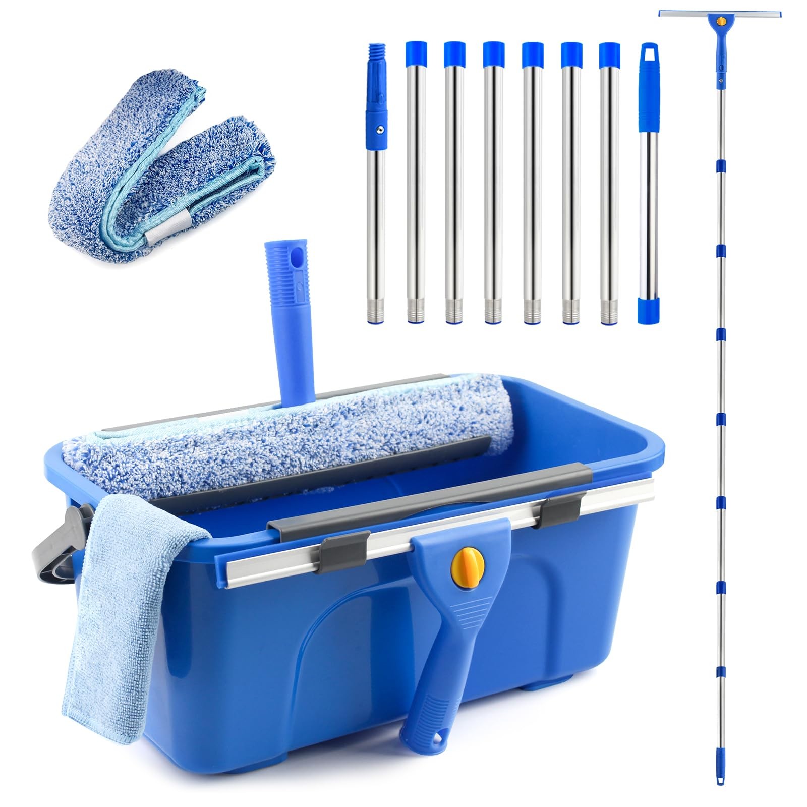 10Ft Professional Window Cleaning Kit with Long Handle, Blue, White